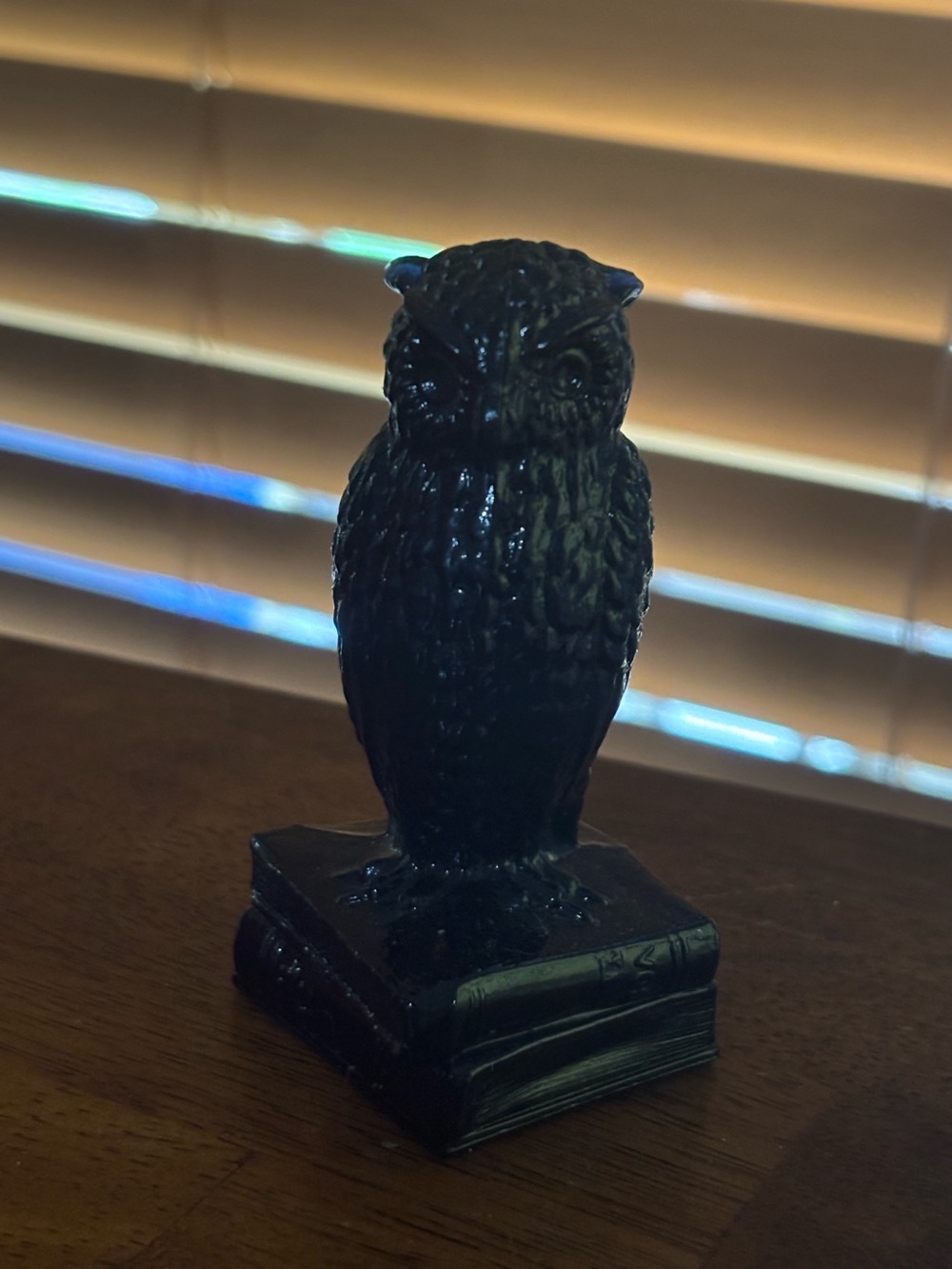 Degenhart Glass Black Wise Ole Owl on Books